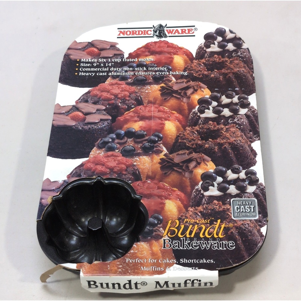 Nordic Ware Cast Aluminium Baking Pan Mini Bundt Cakes Muffins New Old Stock USA